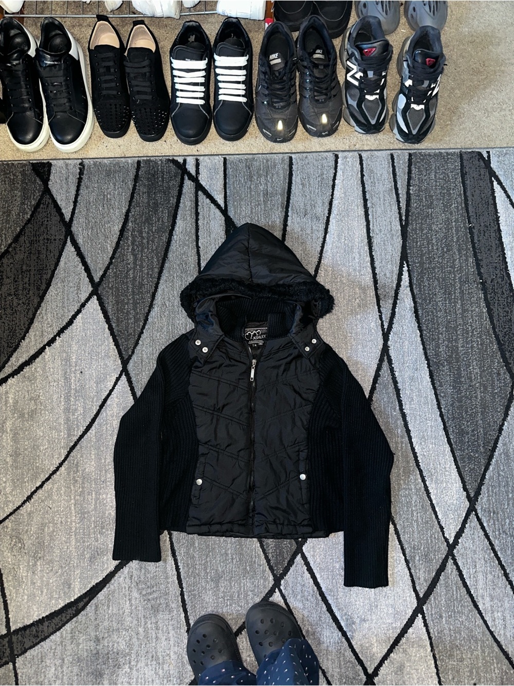 Ashley By 26 International Black Quilted Hooded Kids Jacket
